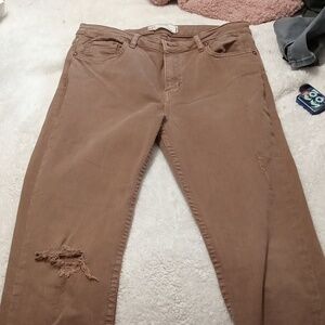 Brown Free People distressed skinny jeans